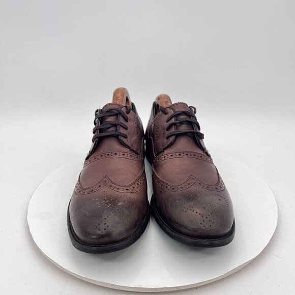 John Varvatos Men Size 9M Brown Tobacco Leather Lace Up Wingtip Derby Dress Shoe - Picture 3 of 15